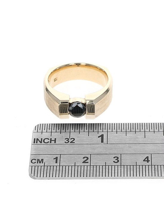 Gentlemans Black Diamond Solitaire Ring